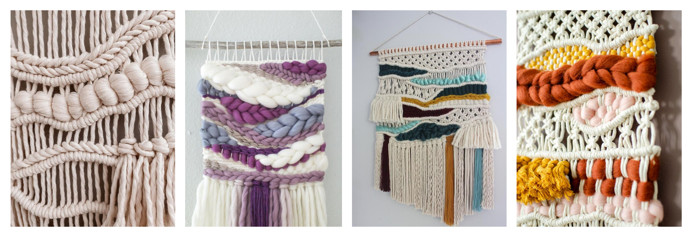 Fluffy cotton cords with Macrame line art 
